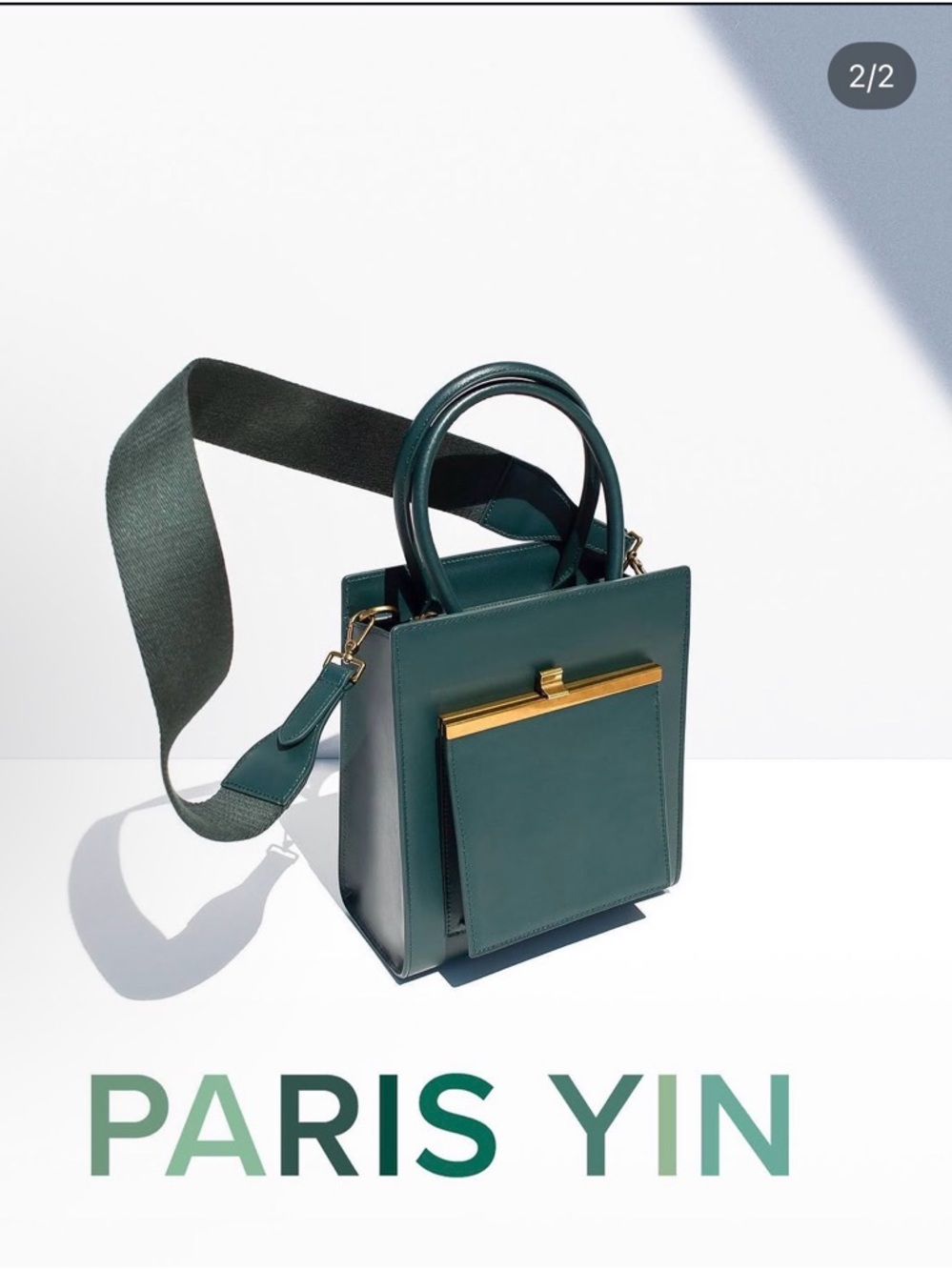 NWT Paris Yin Forest Green Leather Top-Handle Crossbody Designer Bag